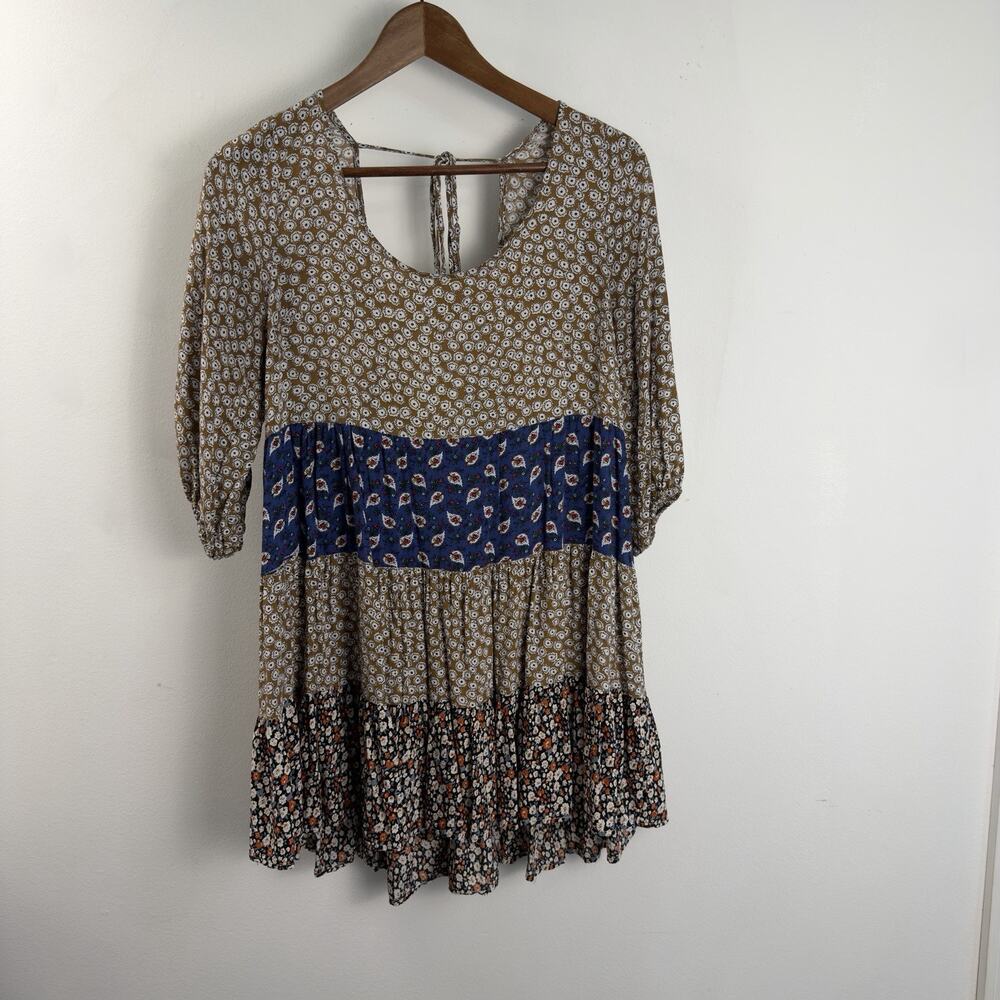 Kori Mixed Print Tie Back Dress Size Small BoHo